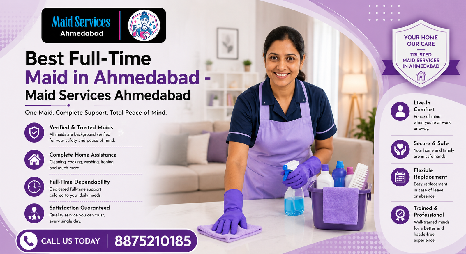 Full-Time Maid in Ahmedabad – Professional Domestic in  Bopal