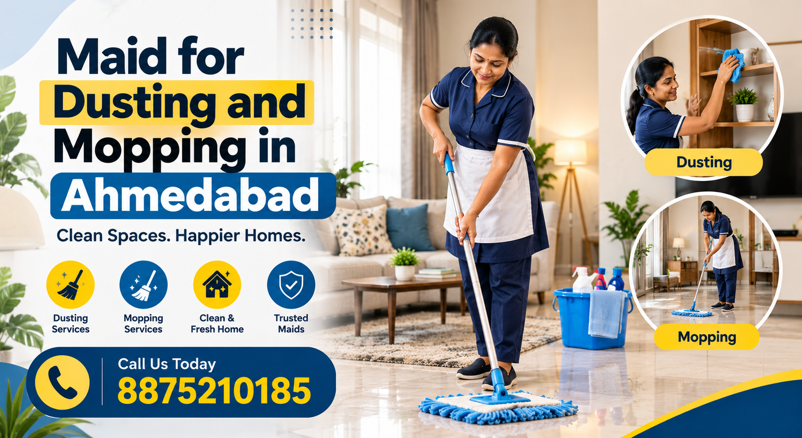 Maid for Dusting and Mopping in Ahmedabad for a Cleaner Home